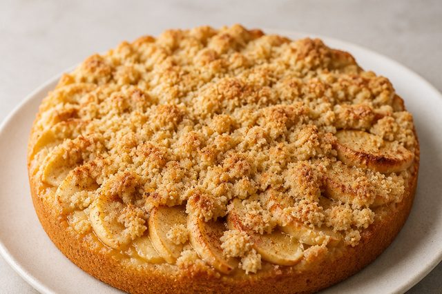 Torta rápida de maçã com farofa crocante