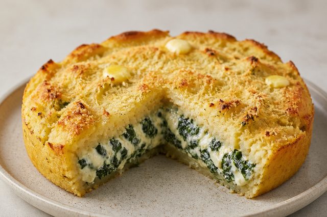 Torta rústica de batata com espinafre e requeijão