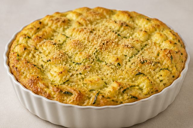 Torta-suflê de abobrinha com queijo minas