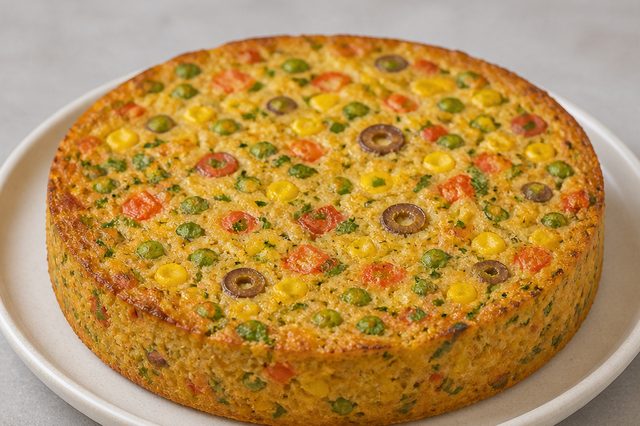 Torta vegana de legumes com farinha de grão-de-bico