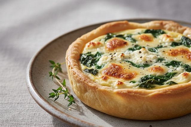 Tortinha de espinafre com cottage e parmesão