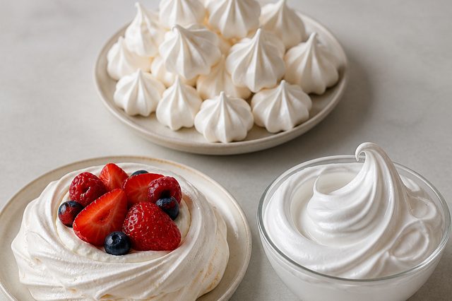 Três preparos de merengue: francês, suíço e italiano