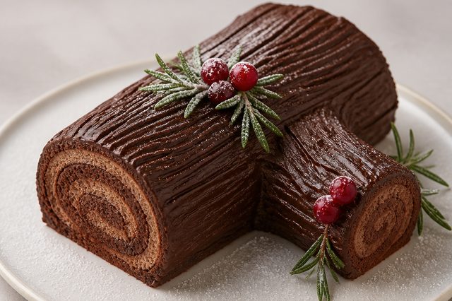 Tronco de Natal com mousse de chocolate