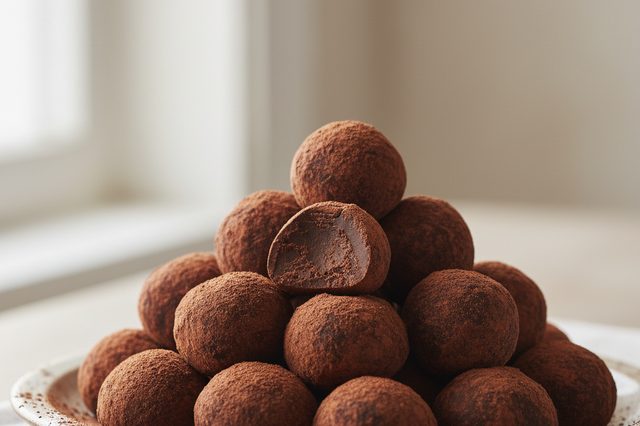 Trufas caseiras de chocolate com cacau