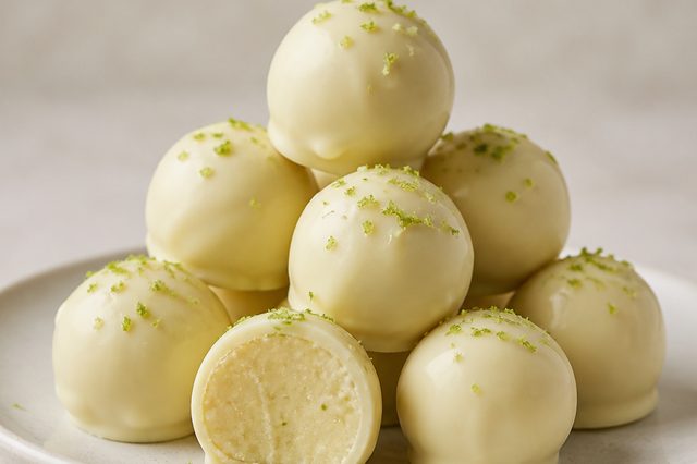 Trufas de chocolate branco com suco e raspas de limão