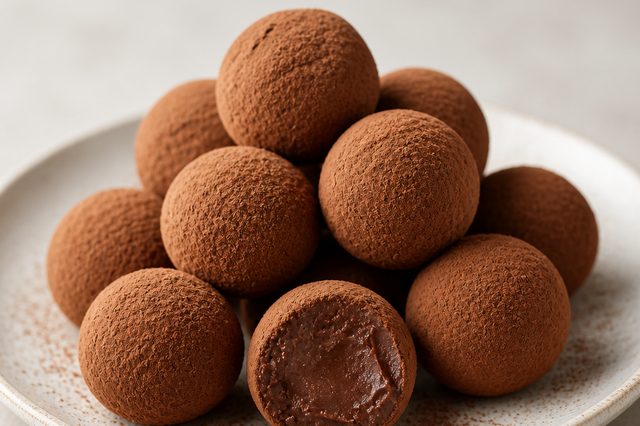 Trufas de chocolate com creme fresco