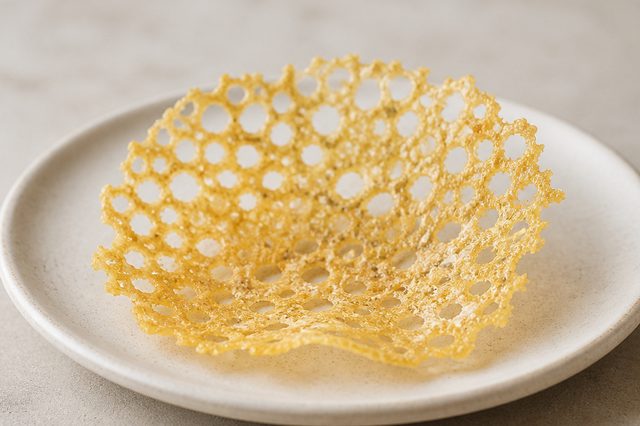 Tuile rendada de água, óleo e farinha