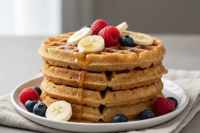 Waffle de Banana e Canela